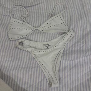 Camila Coelho White Studded Two-Piece Bikini